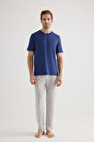 Erkek Modal Kısa Kollu Uzun Pijama Takımı