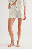 Kadın Dokuma Yırtmaç Detaylı Cepli Şort