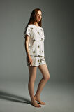 Kadın Pamuklu Kısa Kollu Şortlu Pijama Takımı