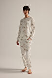 Kadın Pamuklu Cepli Uzun Pijama Altı