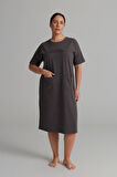Kadın Plus Size Pamuklu Uzun Kollu Gecelik