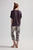 Kadın Modal İki İplik Kısa Kollu Kapri Pijama Takımı