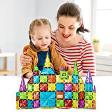 Manyetik Tiles Renkli 75 Parça Manyetik Yapı Magnetic Bloklar