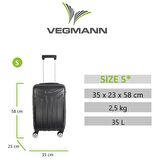 Vegmann Vela Siyah Kabin Boy Valiz