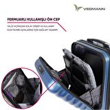 Vegmann Wave Laptop Bölmeli Mavi Kabin Boy Valiz