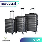 Vegmann Tartılı Scadel Antrasit 3 lü Valiz Seti