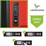 Vegmann Polipropilen (PP) Atlas Kırmızı Kabin Boy Valiz