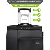 Vegmann Carry-on Hostes Pilot Kabin Boy 15-17 inc Uyumlu Laptop Bölmeli Kumaş Valiz
