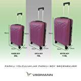 Vegmann Tartılı Scavel Violet 3 lü Valiz Seti