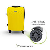 Vegmann Tartılı Scavel Sarı Büyük Boy Valiz