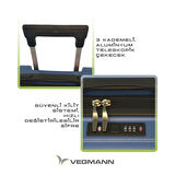 Vegmann Tartılı Scavel Mavi Orta Boy Valiz