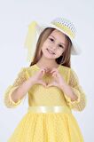 Kız Çocuk Şapkalı ve Tül Dantel Trend Elbise Ak2228