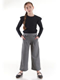 Kız Çocuk Fırfırlı Fitilli Bluz Bol Paça Pantolon Takım AK2405