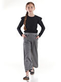 Kız Çocuk Fırfırlı Fitilli Bluz Bol Paça Pantolon Takım AK2405