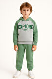 Erkek Çocuk Explore Baskılı 3 İplik Kalın Kışlık Alt Üst Takım Ak13539
