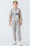 Erkek Çocuk Brooklyn Stay Strong Baskılı 3 İplik Kalın Kışlık Eşofman Takımı Ak4225