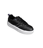 KİNETİX Kadın Siyah Pembe Cilt Kalın Taban Sneaker Spor Ayakkabı