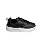 KİNETİX Kadın Siyah Pembe Cilt Kalın Taban Sneaker Spor Ayakkabı