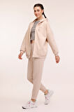 WB MARCIA 18SSB502 4PR BEJ KADIN OVERSIZE FIT HOODIE