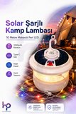 Solar Şarjlı Makaralı Peri LED Kamp Lambası Type-C Outdoor Çadır Bahçe Işığı