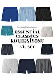 Yohannes Club Boxer Erkek, 5'li "Essentian Classics Koleksiyonu" % 100 Pamuklu Poplin Kumaş, Koyu Renkler, 5 Adet