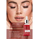 Aloe Vera Suyu Özlü Cilt Tonu Eşitleyici Gözenek Sıkılaştırıcı Kırmızı Peeling Serum Aha 10% Bha 2%