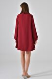 Bordo Ahşap Düğmeli Tunik
