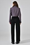 Antrasit Kruvaze Crop Blazer Ceket