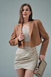 Kamel Kruvaze Crop Blazer Ceket