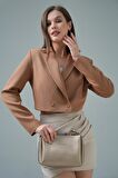 Kamel Kruvaze Crop Blazer Ceket