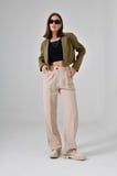 Haki Kruvaze Crop Blazer Ceket
