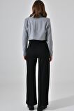 Gri Kruvaze Crop Blazer Ceket