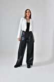 Beyaz Kruvaze Crop Blazer Ceket