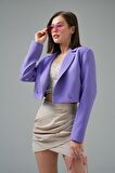 Lila Kruvaze Crop Blazer Ceket