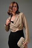 Vizon Kruvaze Crop Blazer Ceket