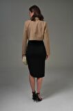 Vizon Kruvaze Crop Blazer Ceket