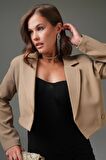 Vizon Kruvaze Crop Blazer Ceket