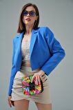 İndigo Kruvaze Crop Blazer Ceket