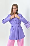 Lila Kuşaklı Ceket