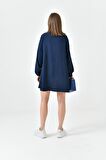 Koyu Lacivert Ahşap Düğmeli Tunik