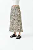 Leopar Desenli A Kesim Desenli Midi Dokuma Etek