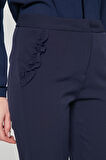 Lacivert Fırfır Detaylı Normal Bel Fit Kalıp Dokuma Pantolon