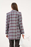 Gri Ekoseli Blazer Ceket