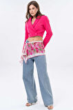 Fuşya Kruvaze Crop Blazer Ceket