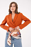 Kiremit Kruvaze Crop Blazer Ceket