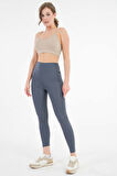 Bej U Yaka İp Askılı Fitilli Basic Örme Crop Büstiyer
