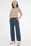 Bej Bisiklet Yaka Fitilli Basic Örme Crop Bluz