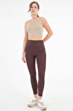 Bej U Yaka Beli Lastikli Fitilli Toparlayıcı Örme Crop Büstiyer