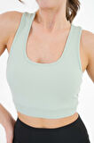 Mint U Yaka Beli Lastikli Fitilli Toparlayıcı Örme Crop Büstiyer