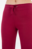 Bordo Bağcıklı Fitted/Vücuda Oturan Esnek Fitilli Örme Pantolon